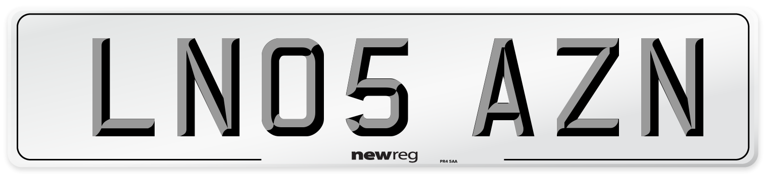 LN05 AZN Number Plate from New Reg